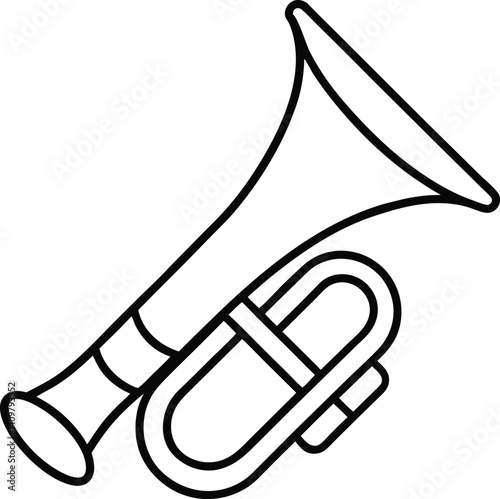 Toy Bugle Icon Line Art Vector | Kids Instrument, Music Toy & Horn Outline Drawing