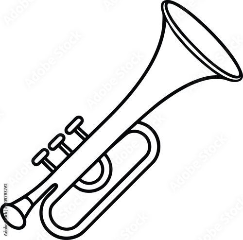 Toy Bugle Icon Line Art Vector | Kids Instrument, Music Toy & Horn Outline Drawing