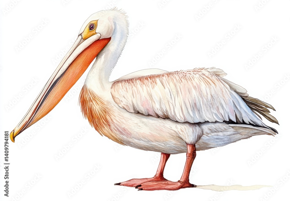 American Pelican with Distinctive Bill and Feather Pattern American Pelican with Distinctive Bill and Feather Pattern