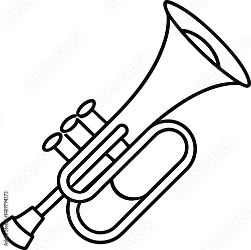 Toy Bugle Icon Line Art Vector | Kids Instrument, Music Toy & Horn Outline Drawing