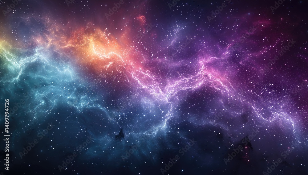 Fototapeta premium A gradient background with purple, blue and green colors. The left side is darker than the right one. 