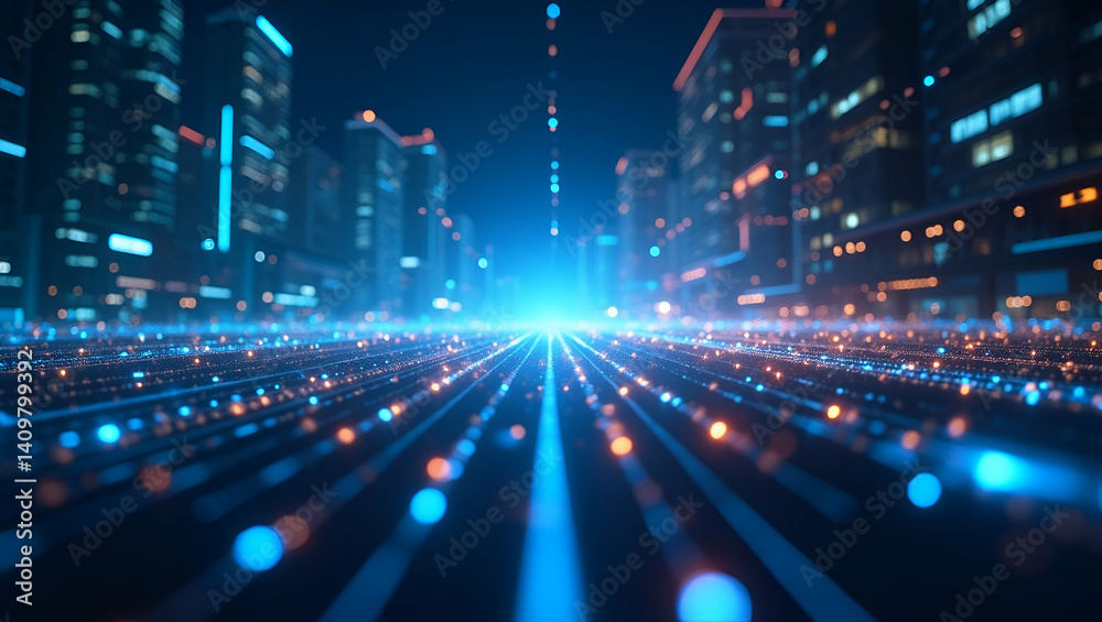Fototapeta premium Optimized 5G Spectrum Strategy: Efficient Frequency Allocation, Interference Control, and Enhanced Bandwidth Management for Maximum Digital Connectivity in Photo Stock Concept with Left-Side Empty Spa