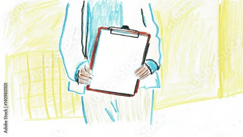 Obraz na płótnie Person holding a blank clipboard with a colorful background w salonie