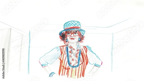 Obraz na płótnie Quirky person showcasing unique style in bright, colorful attire w salonie