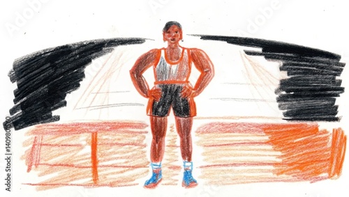 Obraz na płótnie Athletic person standing confidently in a dynamic sports setting w salonie