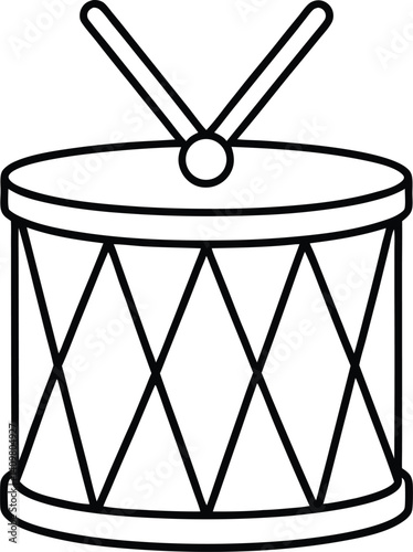 Toy Drum Icon Line Art Vector | Kids Music Toy, Percussion & Rhythm Outline Drawing