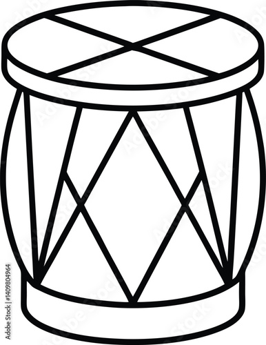 Toy Drum Icon Line Art Vector | Kids Music Toy, Percussion & Rhythm Outline Drawing