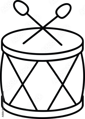 Toy Drum Icon Line Art Vector | Kids Music Toy, Percussion & Rhythm Outline Drawing