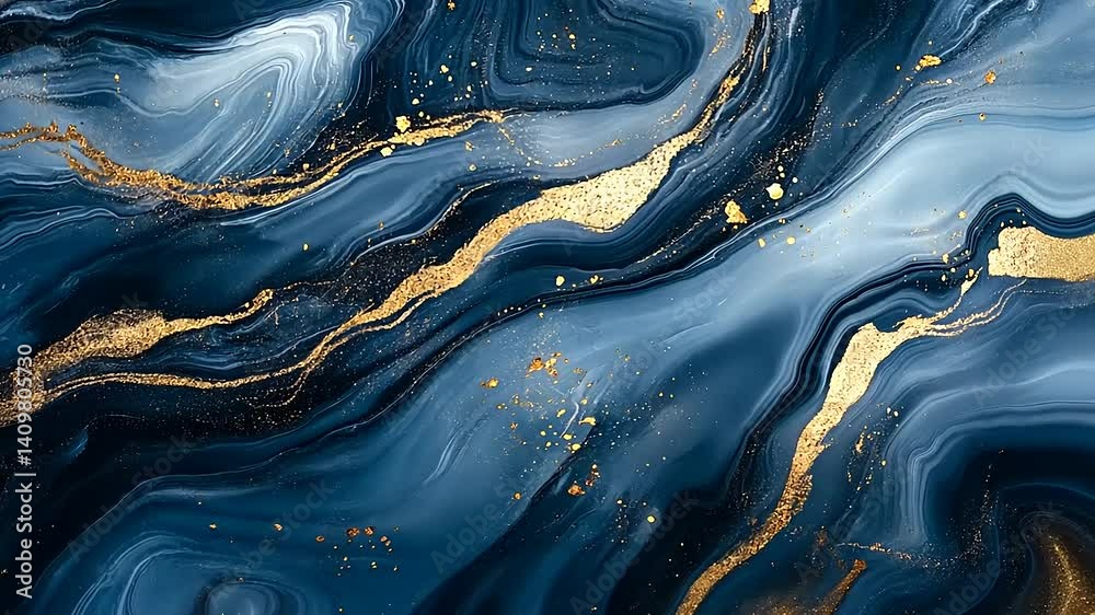 Elegant Blue and Gold Abstract Art with Fluid Swirls and Textures Elegant Blue and Gold Abstract Art with Fluid Swirls and Textures
