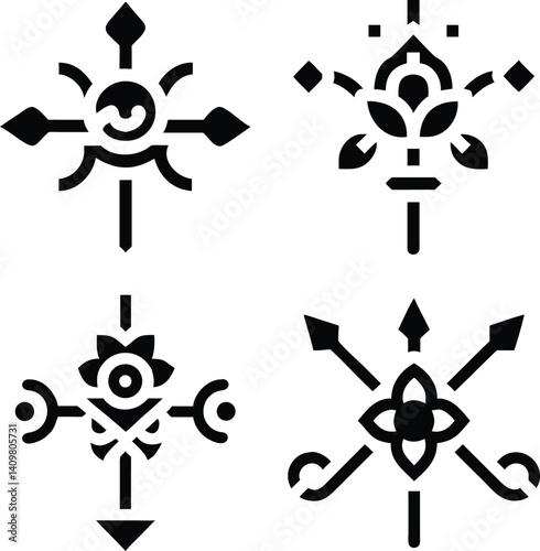 Four Abstract Geometric Tattoo Designs
