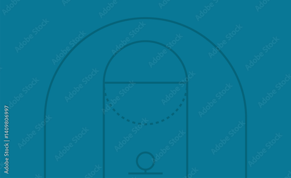 Blue basketball court. Basketball court top view