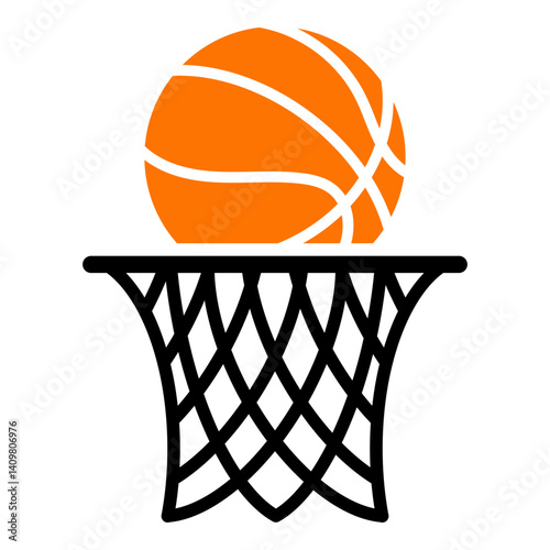 Basketball ring with ball isolated on white background