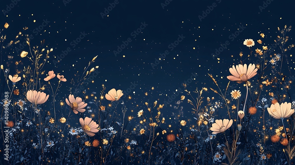 Ethereal White Flowers with Glowing Centers, Elegant white flowers with glowing centers against a dark background Ethereal White Flowers with Glowing Centers, Elegant white flowers with glowing centers against a dark background