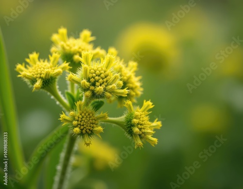 A close-up photo of a flowering ragweed plant or ambrosia, a source of discomfort for allergy sufferers