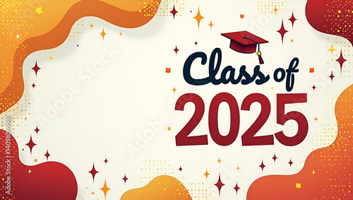 Refined Class of 2025 Banner Design: Modern Aesthetics, Bold Graphics & Inspirational Typography for Academic Milestones & Event Promotion in Premium Photo Stock