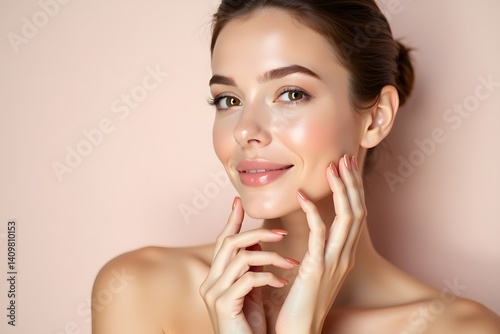 portrait of female model. Concept of facial care, aesthetic medicine and cosmetology.
