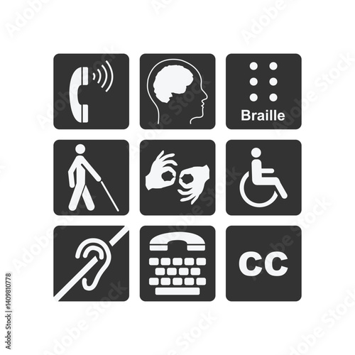 Disability Symbols Stock Illustrations on white background Vol 01