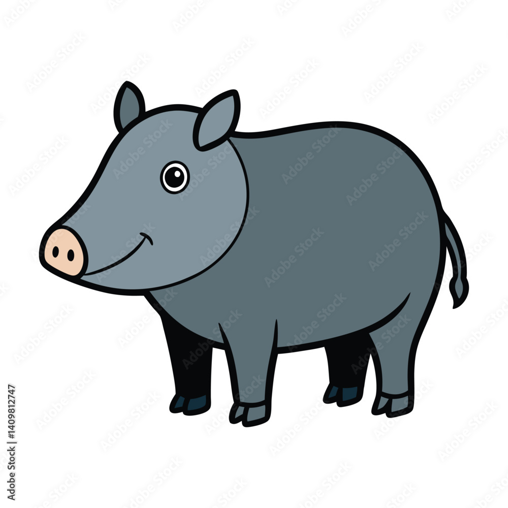 Fototapeta premium Cute Cartoon Tapir Illustration