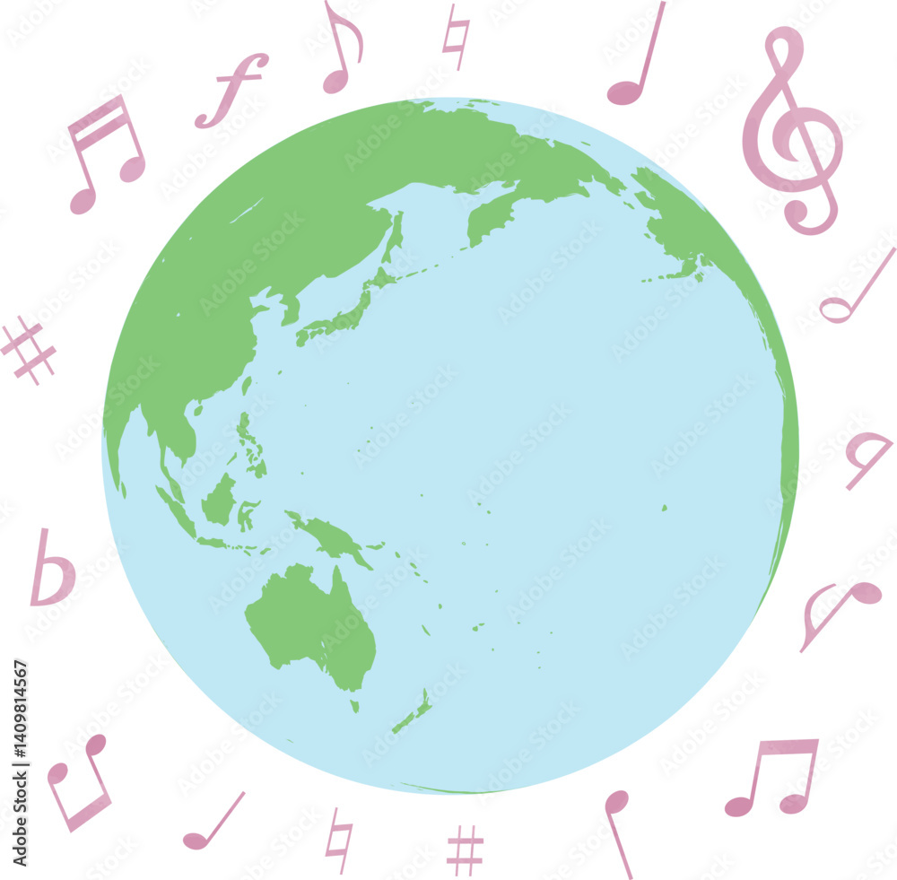 Obraz premium 音楽がつなぐ青い地球 – メロディに包まれる世界