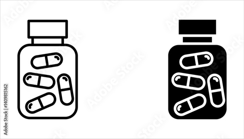 Medical pills icons set, vector illustration on white background.