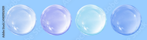 Realistic glossy glass ball.Abstract 3D light bubble with glare.Geometric abstract shape.