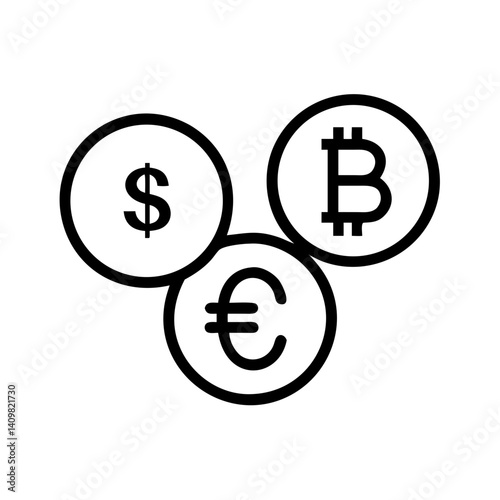 Multi-Currency Icon – Dollar, Euro and Crypto Symbols for Financial Platforms