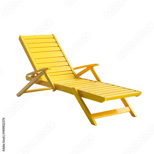 Yellow wooden beach lounger summer relaxation outdoor furniture,