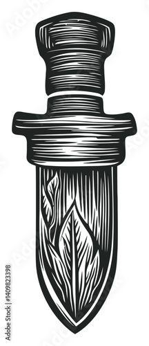 Detailed Engraving of a Blade with Intricate Leaf Design Artwork