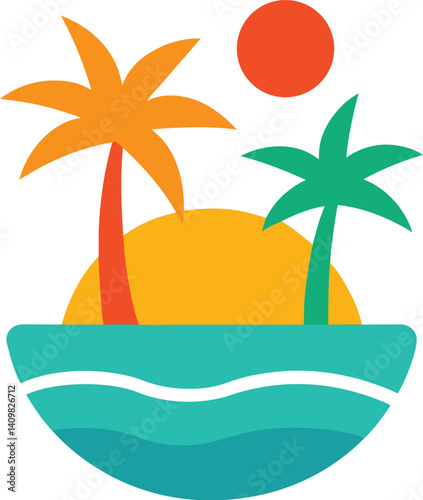 tropical island with palm trees