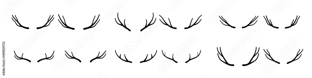 Obraz premium Deer Antlers Icon Set.