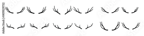 Deer Antlers Icon Set.