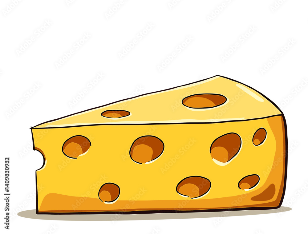 Icon of isolated minimalist cheese slice with holes, simple vector art style, perfect for blogs, stationery, food websites, and design projects Icon of isolated minimalist cheese slice with holes, simple vector art style, perfect for blogs, stationery, food websites, and design projects