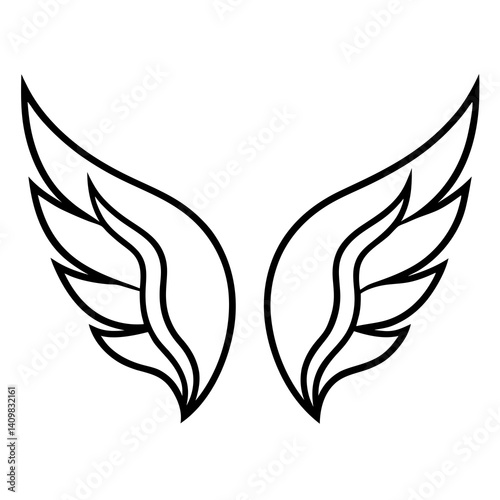 A pair of wings shaped like leaves on white background.
