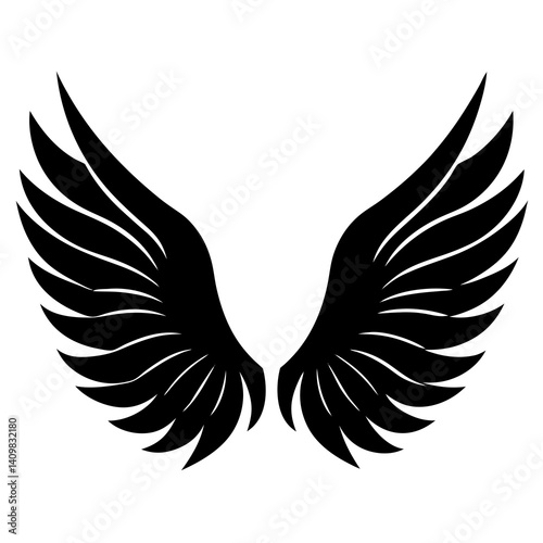A pair of wings shaped like leaves on white background.
