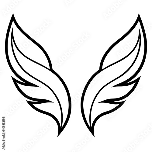 A pair of wings shaped like leaves on white background.
