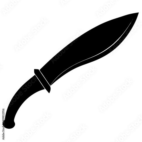 clean silhouette vector of a Nepali kukri knife, curved forward blade, bold shape, pale brown background



