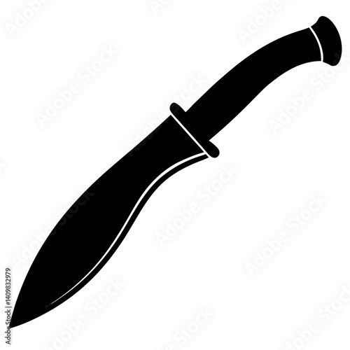 clean silhouette vector of a Nepali kukri knife, curved forward blade, bold shape, pale brown background



