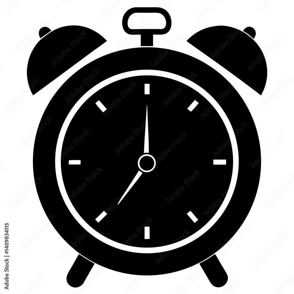 Alarm Clock Silhouette for Time Management Graphics