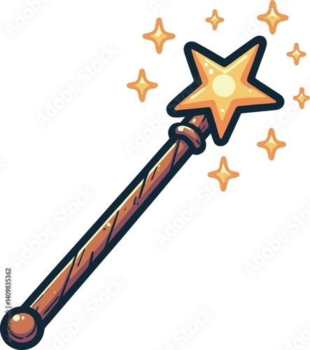 星のついた魔法使いの棒のイラスト
