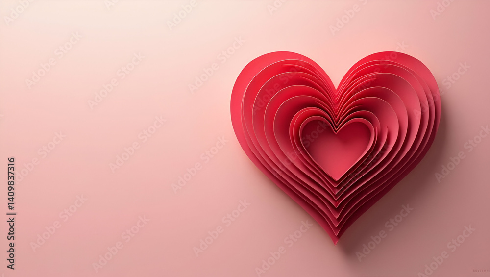 Elegant Heart-Shaped Mother's Day Design: Vibrant Colors & Creative Details for Premium Photo Stock with Left Space