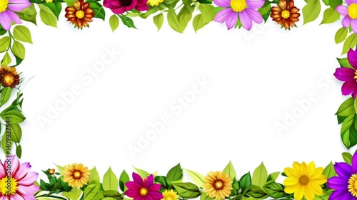 Colorful flower animation frame on white background. Romantic design of flower bouquet with Copy space