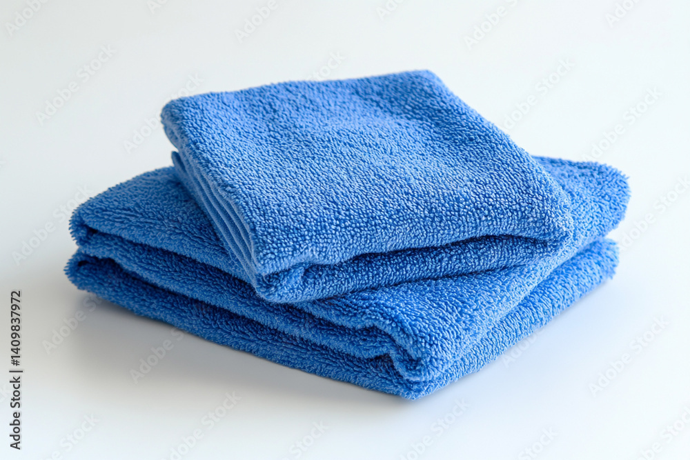 Soft blue towels neatly stacked fresh and clean bathroom luxury Soft blue towels neatly stacked fresh and clean bathroom luxury