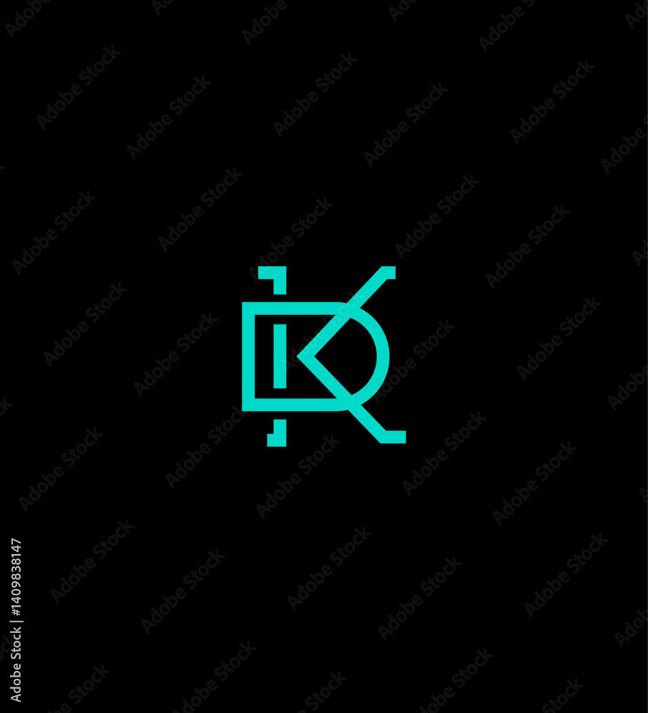 Abstract Teal Monogram DK, KD Letter Logo Design, Minimalist Style Abstract Teal Monogram DK, KD Letter Logo Design, Minimalist Style