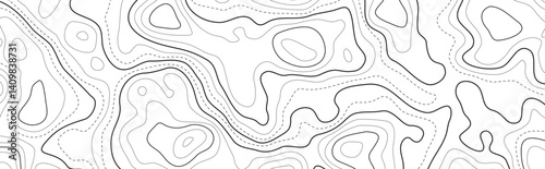 White Abstract Topography Line Pattern. Light background with white topographic contour lines and terrain flow. Perfect for modern and minimal design.