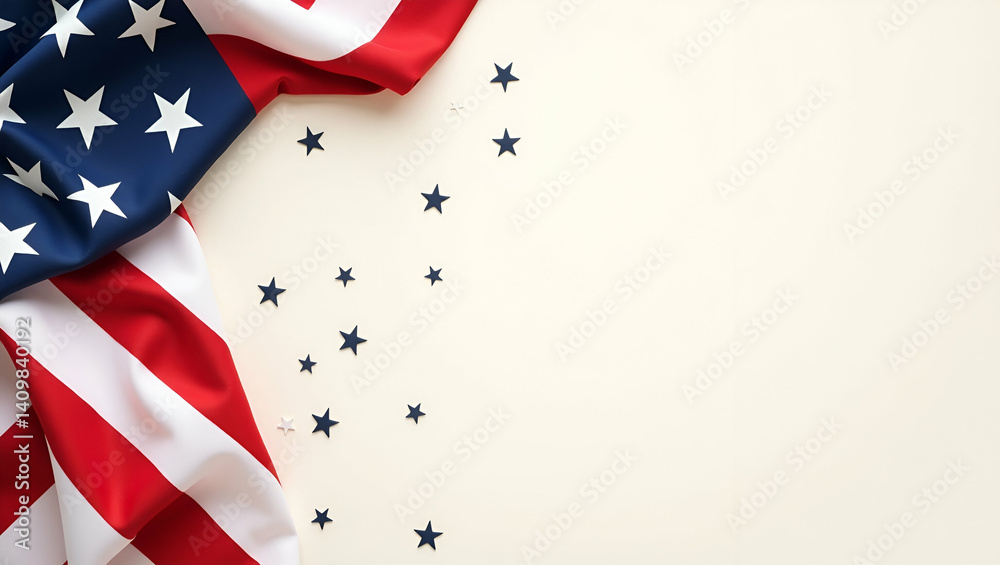 Obraz premium Elegant Memorial Day Patriotic Banner Design with Formal Graphics, Balanced Layout, and High-Quality Imagery for Premium Stock Use
