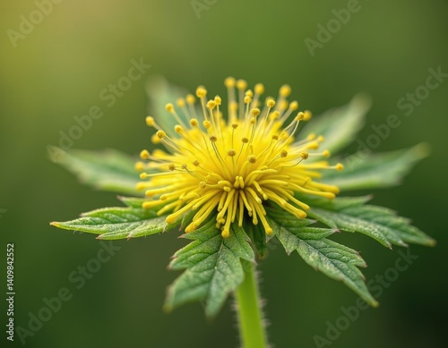 A close-up photo of a flowering ragweed plant or ambrosia, a source of discomfort for allergy sufferers