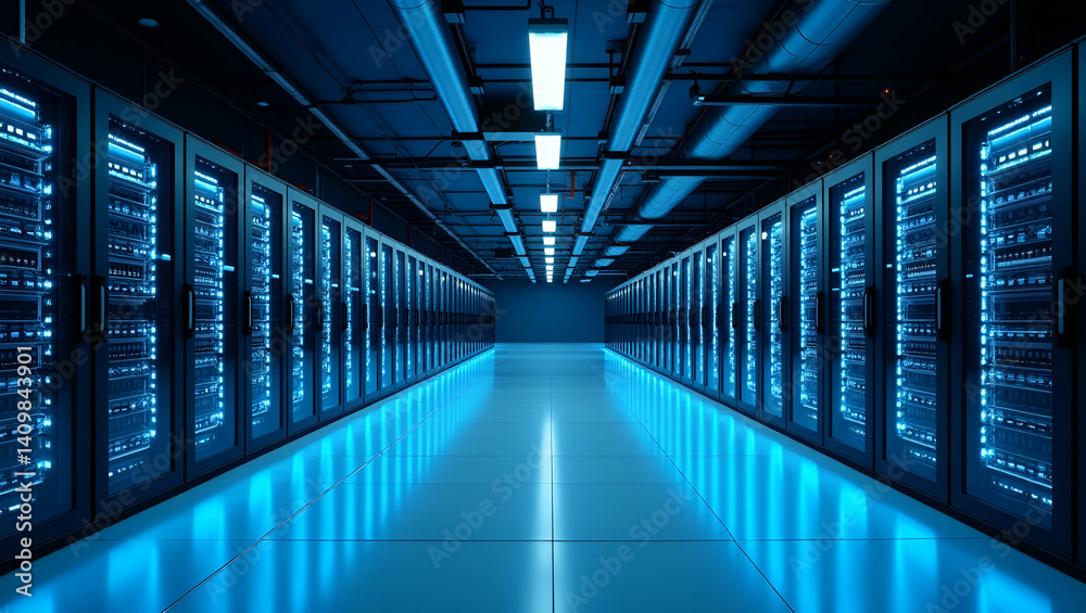Modern Cloud Data Center Design: State-of-the-Art Infrastructure, Energy Management, Security Systems for Enterprise Digital Operations - Empty Space for Text Modern Cloud Data Center Design: State-of-the-Art Infrastructure, Energy Management, Security Systems for Enterprise Digital Operations - Empty Space for Text
