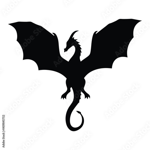 Obraz na płótnie Dragon vector silhouette w salonie