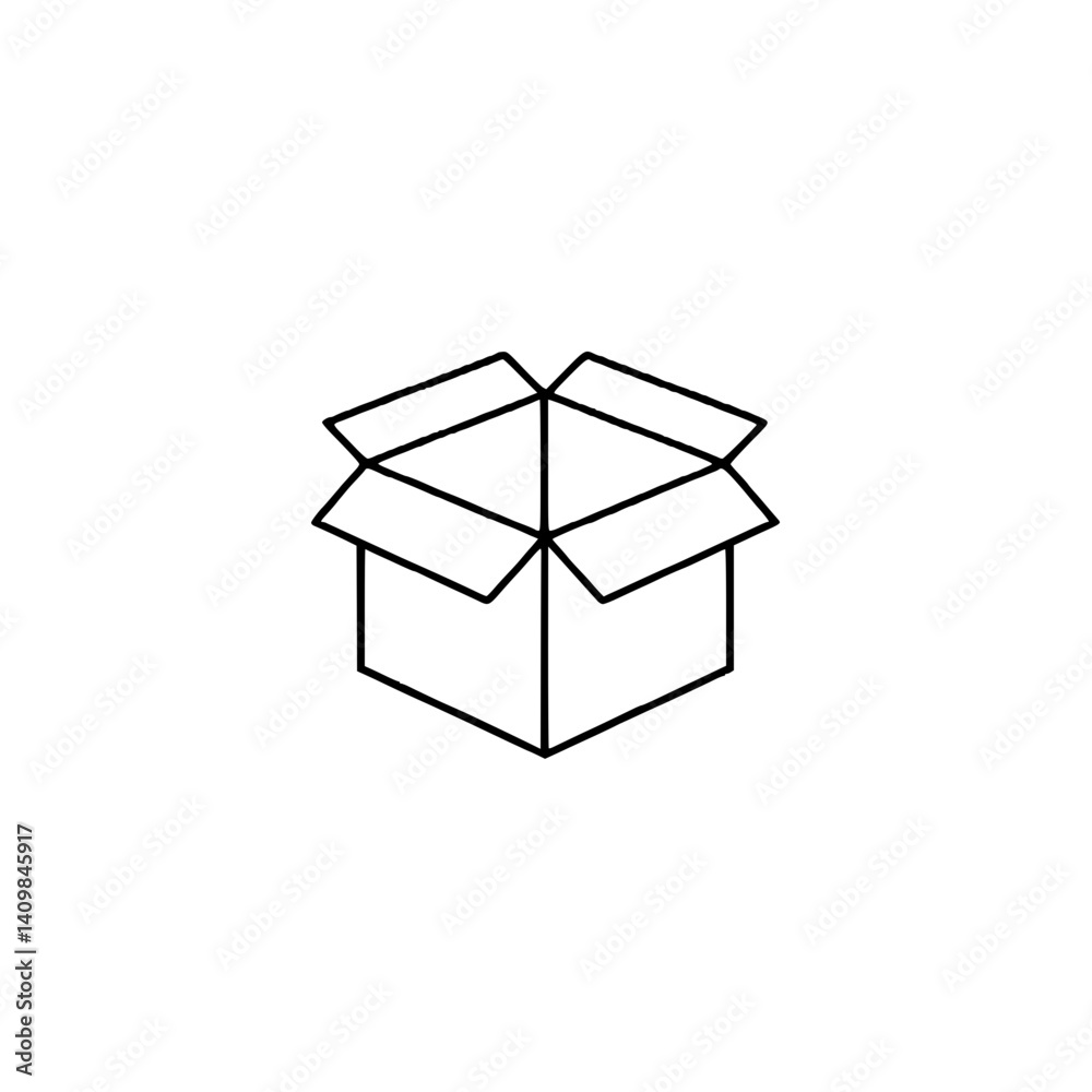Icon of an open box symbolizing packaging and shipping for logistics or storage concepts Icon of an open box symbolizing packaging and shipping for logistics or storage concepts