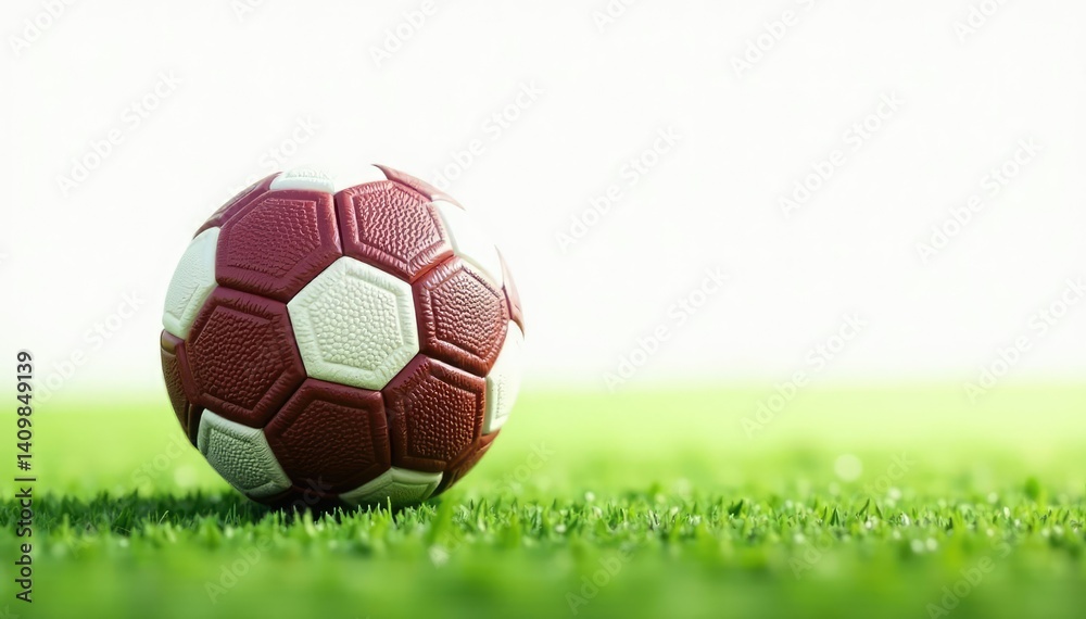 Obraz premium Single football, perfectly centered against pure white backdrop , equipment, sports equipment
